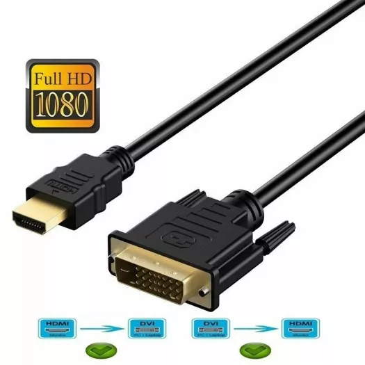 HDMI To DVI-D 24+1 Pin Monitor Display Adapter Cable Male/Male HD HDTV 6 FT
